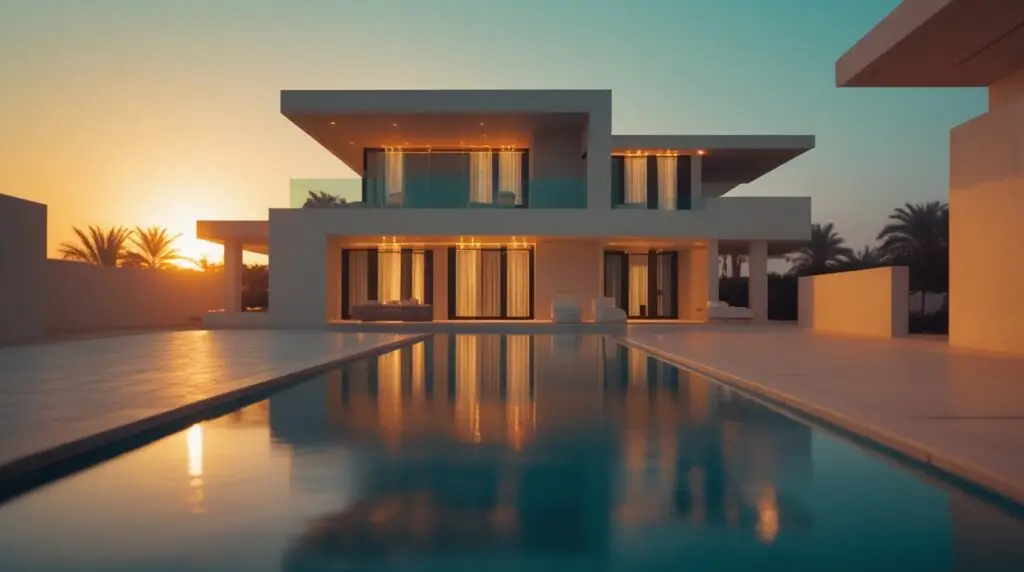 Dubai luxury property villa sunset home