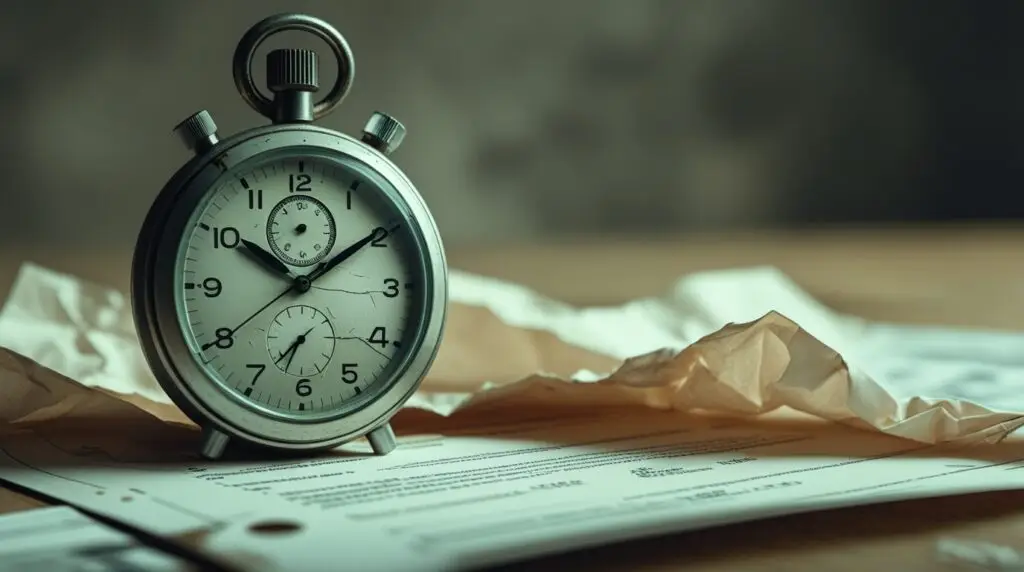 Stopwatch over a property contract, representing fast transaction speeds.